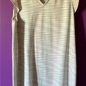 LOFT Striped Mini Dress - Cream and Pink